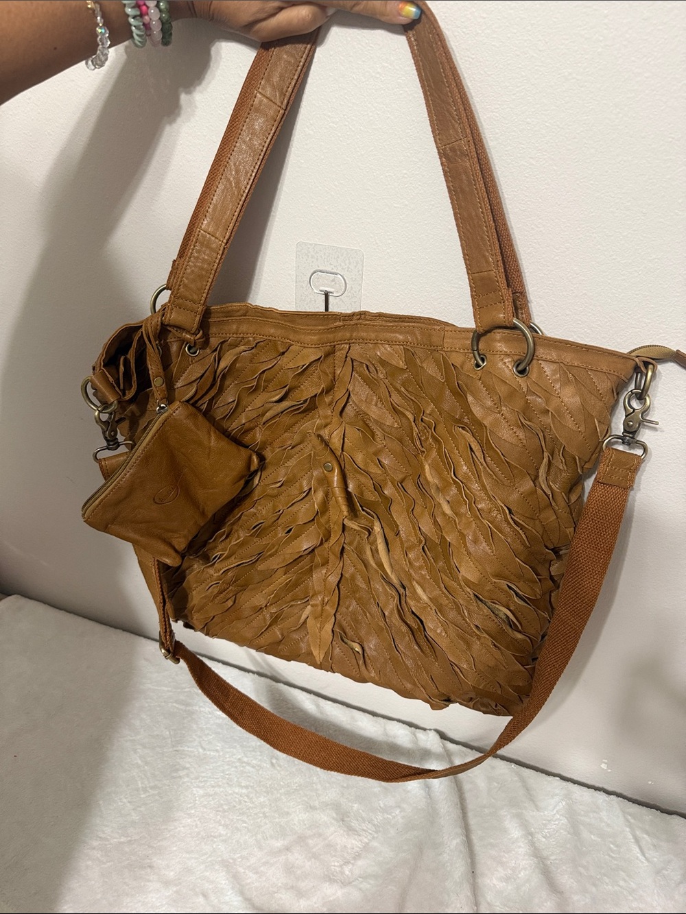 Amen leather Tassel-Texture Brown Women's Shoulder Bag
